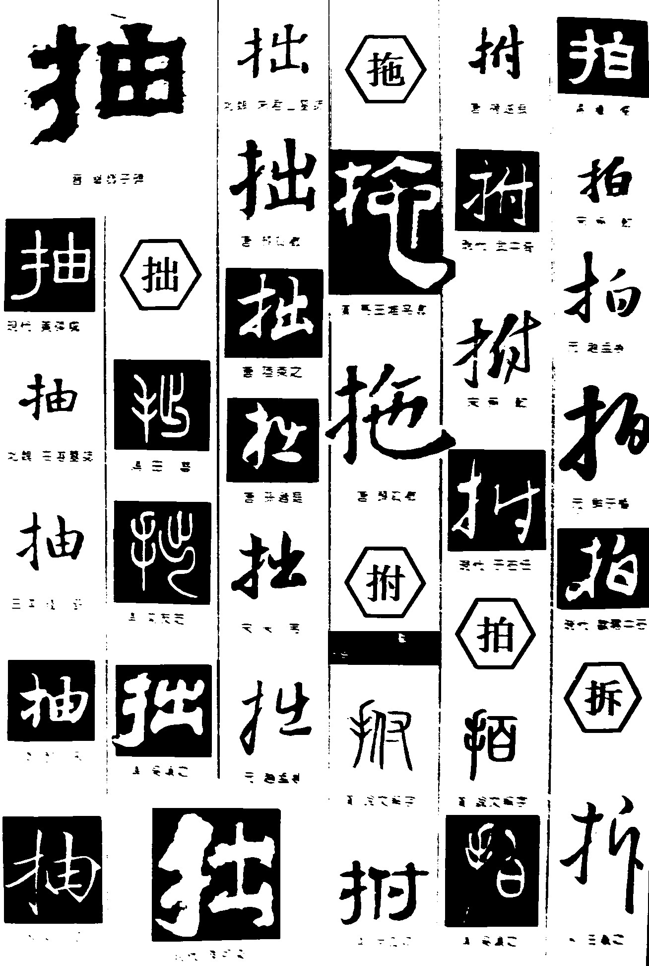 抽拙拊拖拍拆