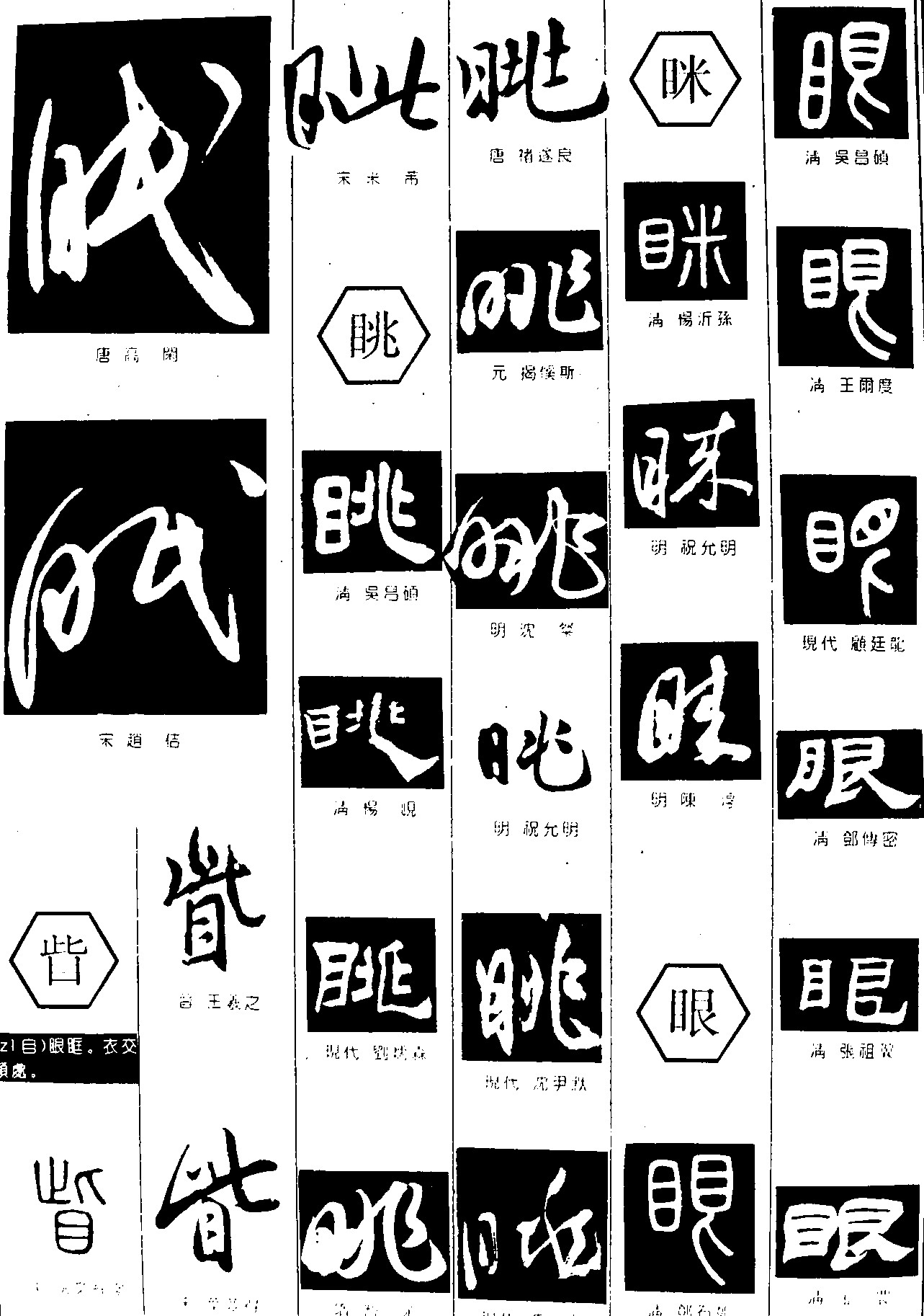 眠眺眯眼