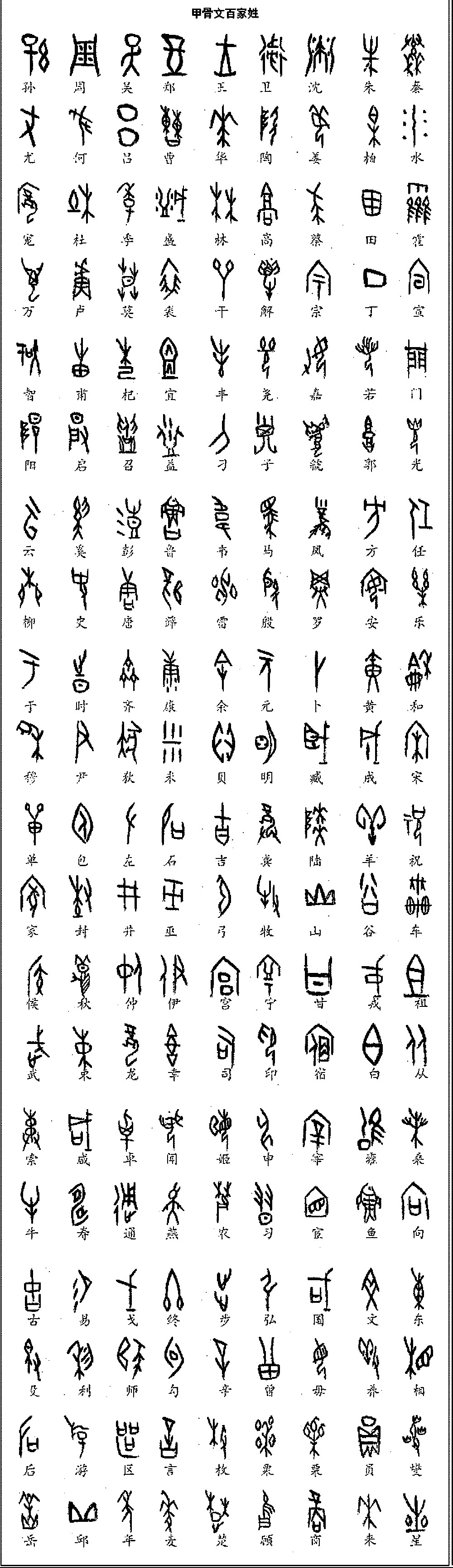 甲骨文百家姓