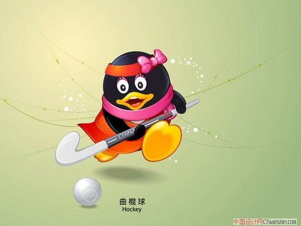 奥运运动项目QQ卡通吉祥物曲棍球