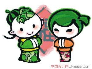 吉祥物男童女童